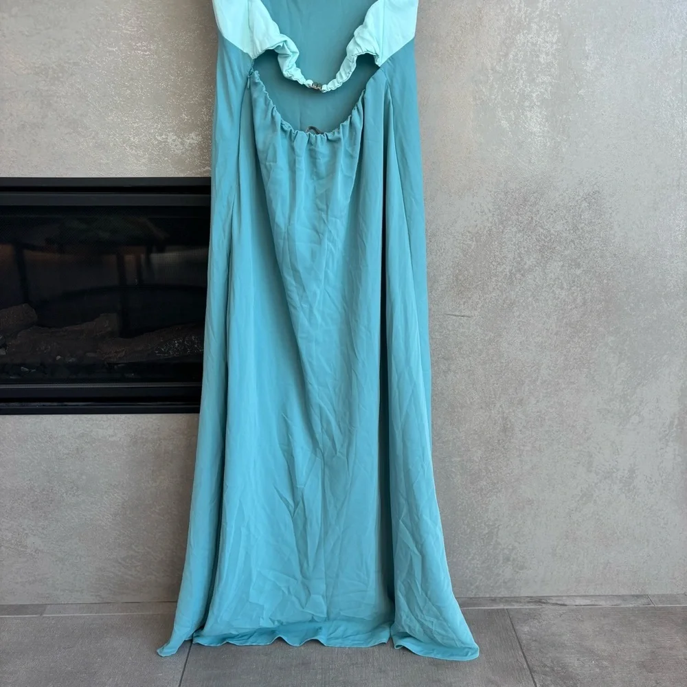 Abercrombie & Fitch Two-Tone Teal Maxi Dress